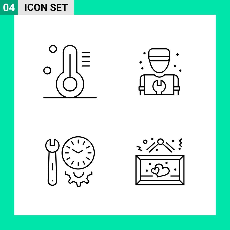 Pack of 4 Line Style Icon Set Outline Symbols for print Creative Signs Isolated on White Background 4 Icon Set vector