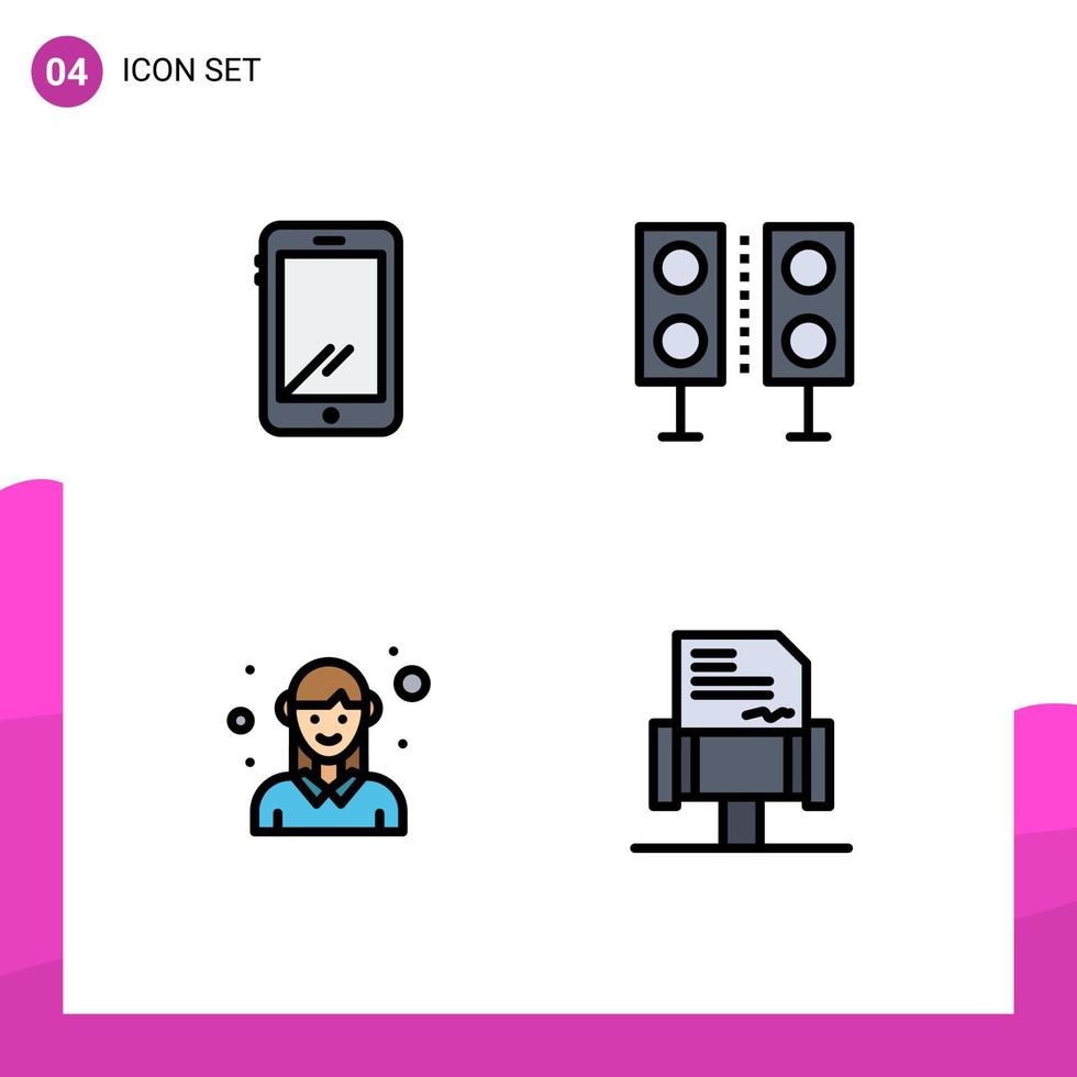 Stock Vector Icon Pack of 4 Line Signs and Symbols for phone technology android electronics employee Editable Vector Design Elements
