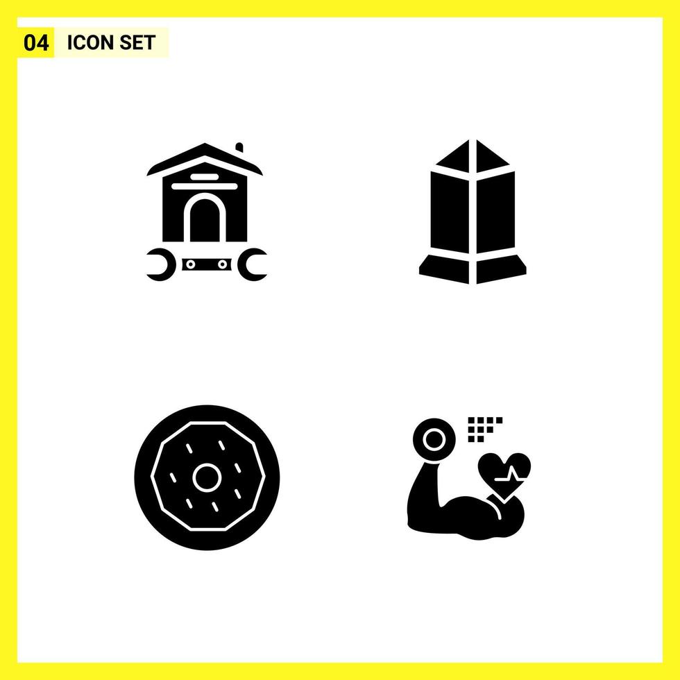 4 Icon Set Simple Solid Symbols Glyph Sign on White Background for Website Design Mobile Applications and Print Media vector