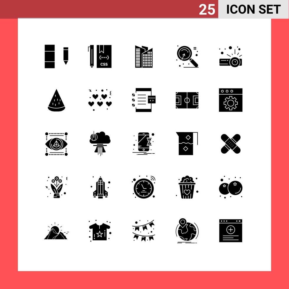 Stock Vector Icon Pack of 25 Line Signs and Symbols for projector device building search market Editable Vector Design Elements