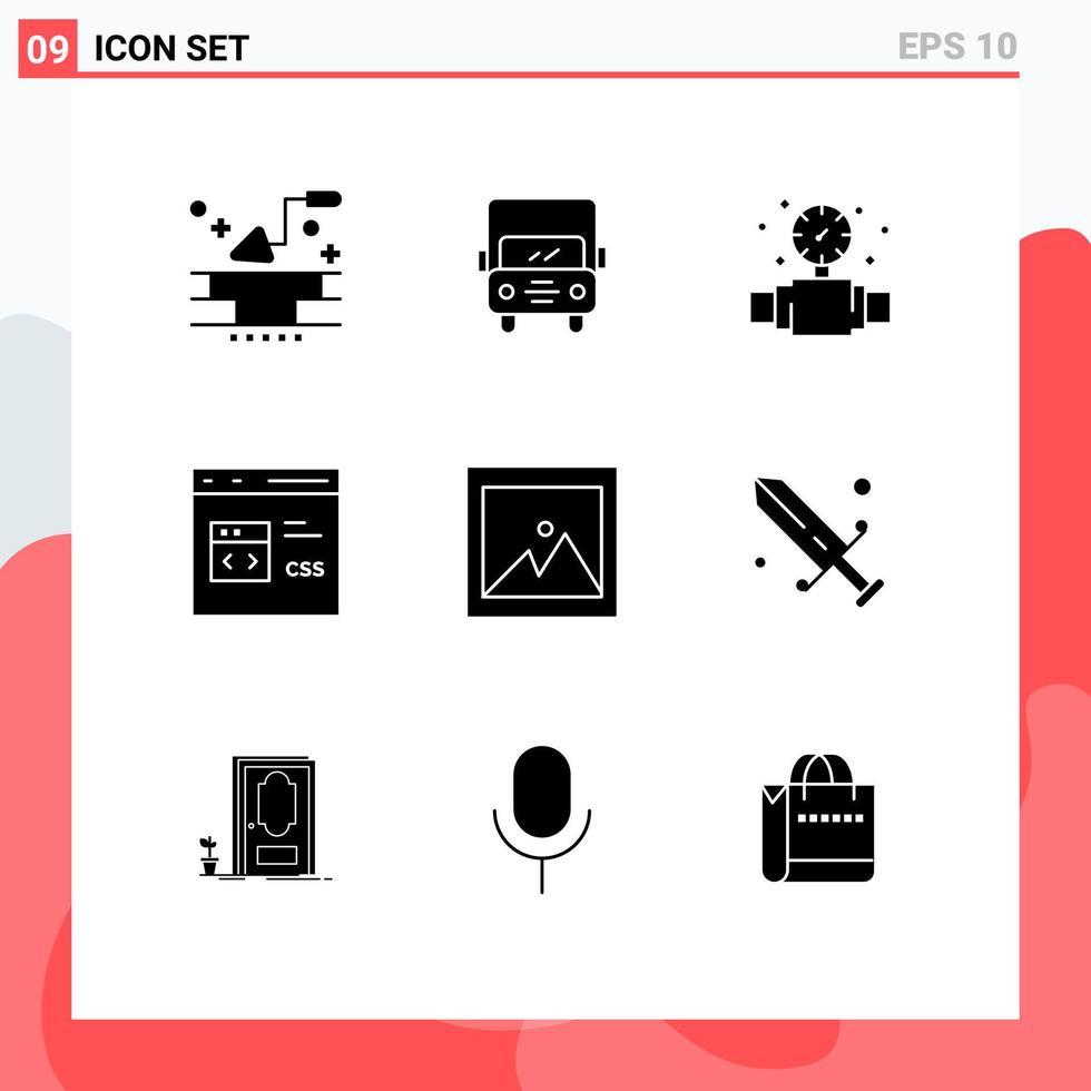 9 User Interface Solid Glyph Pack of modern Signs and Symbols of image ...