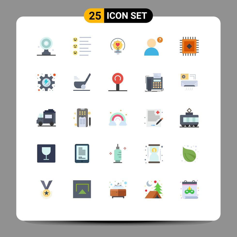 25 Universal Flat Color Signs Symbols of rug profile emojis anonymous light bulb Editable Vector Design Elements
