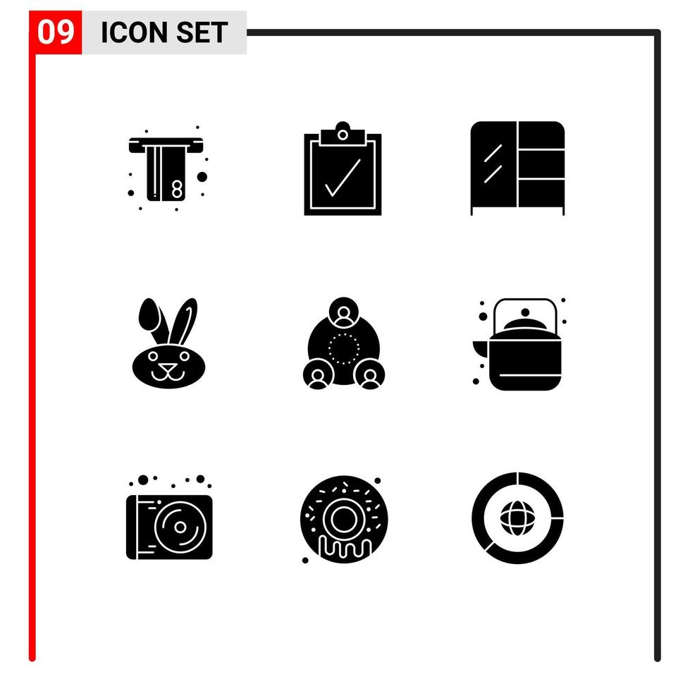 Universal Icon Symbols Group of 9 Modern Solid Glyphs of outdoor people wardrobe group company Editable Vector Design Elements