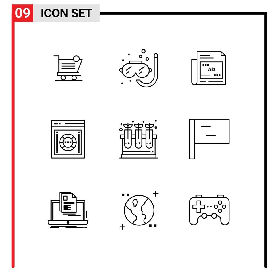 Universal Icon Symbols Group of 9 Modern Outlines of safety safe summer internet headline Editable Vector Design Elements