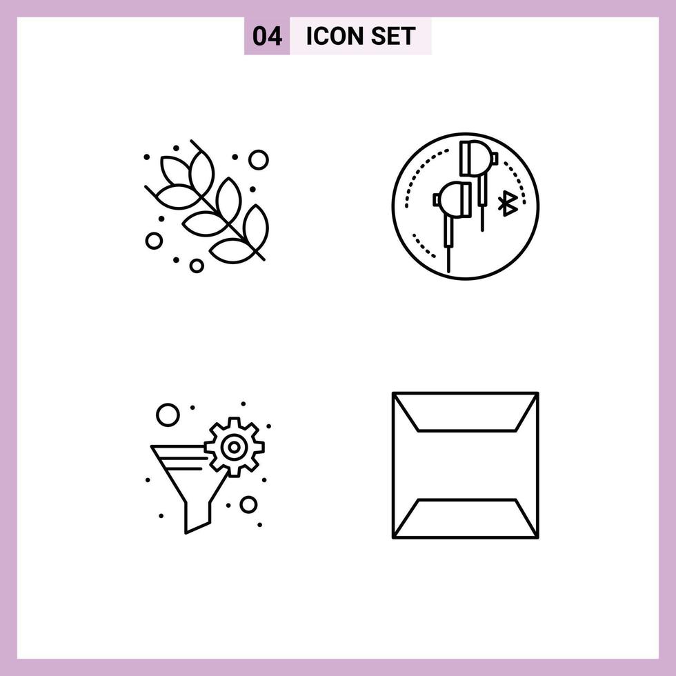 Set of 4 Modern UI Icons Symbols Signs for baking filter headphone bluetooth gear filter Editable Vector Design Elements