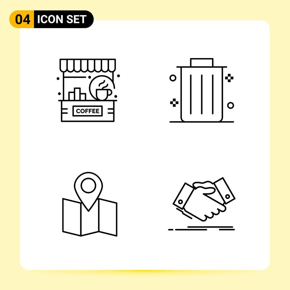 4 Creative Icons for Modern website design and responsive mobile apps 4 Outline Symbols Signs on White Background 4 Icon Pack vector