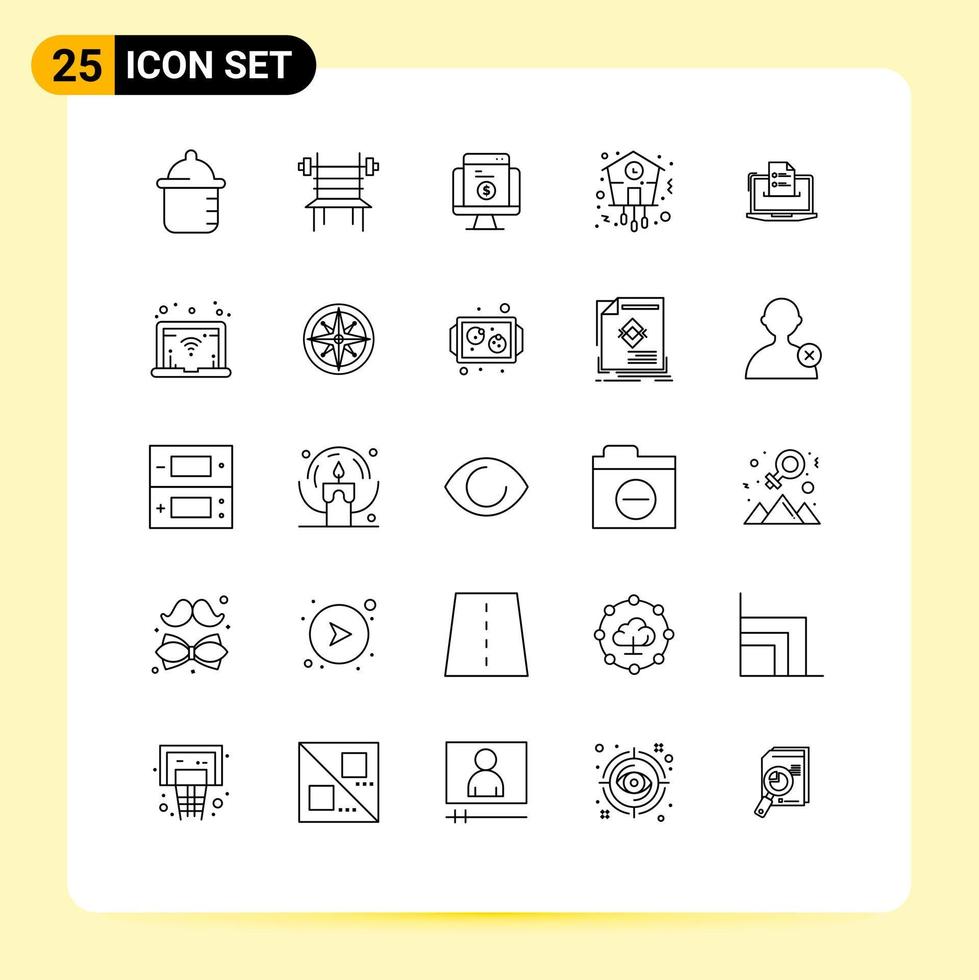 Set of 25 Modern UI Icons Symbols Signs for time time payment clock website Editable Vector Design Elements