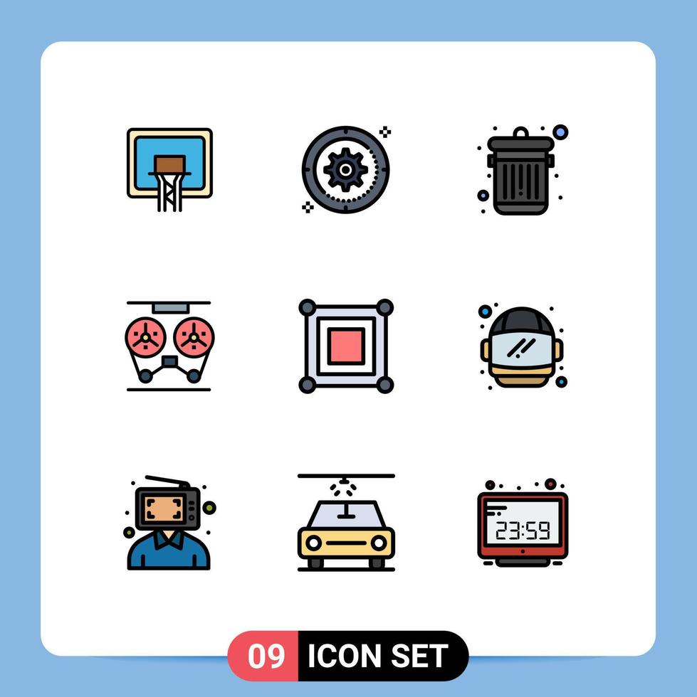 9 iconos creativos, signos y símbolos modernos de la grabadora de tablero, grabación de destino, elementos de diseño vectorial editables de audio vector