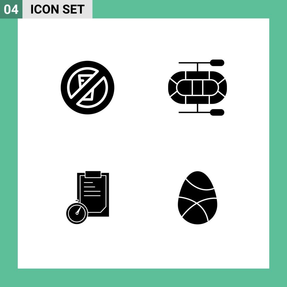 Pack of 4 Modern Solid Glyphs Signs and Symbols for Web Print Media such as fasting time ramadan deadline decoration Editable Vector Design Elements