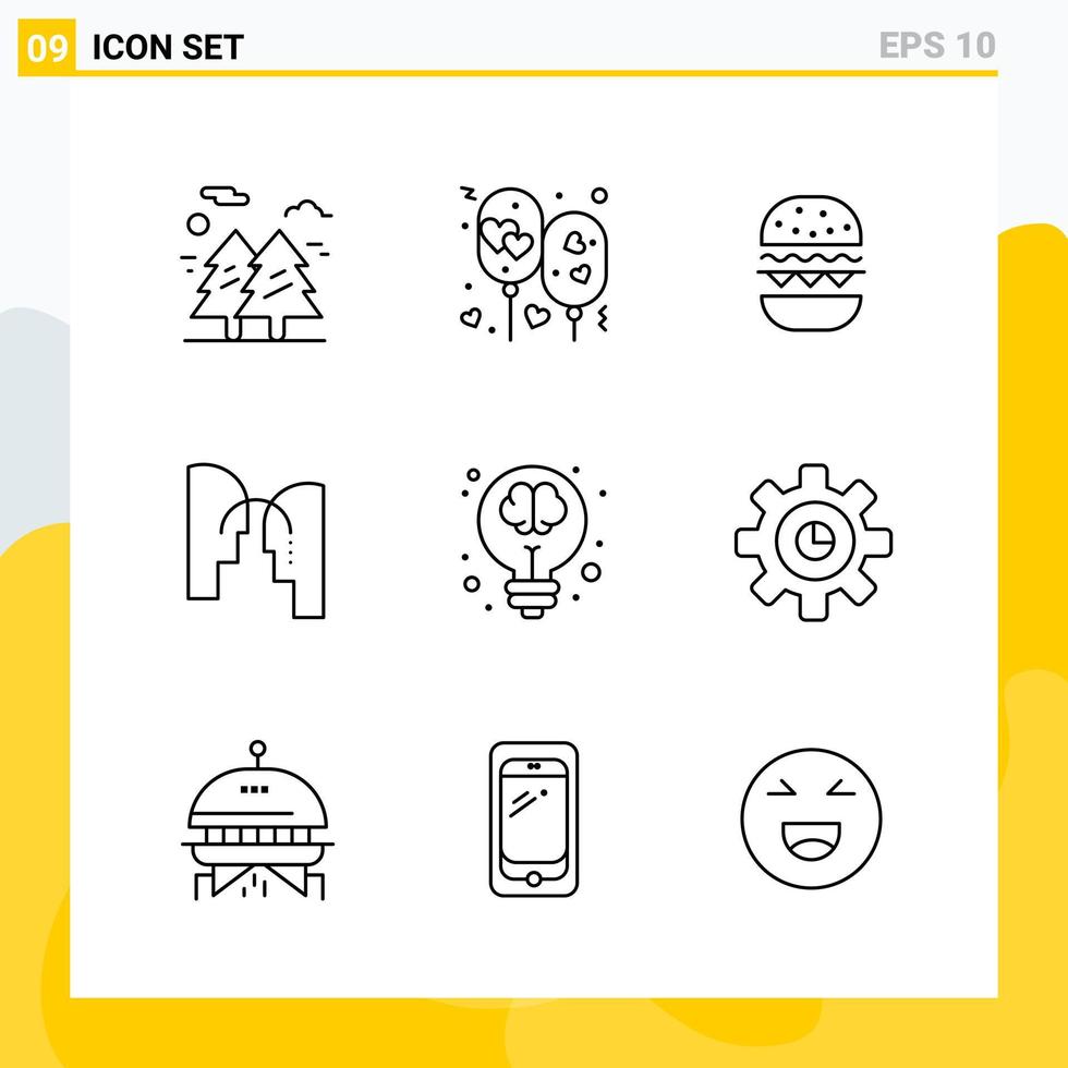 Collection of 9 Universal Line Icons Icon Set for Web and Mobile vector