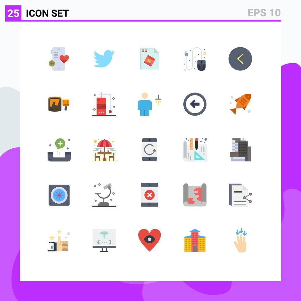 25 Thematic Vector Flat Colors and Editable Symbols of bucket left processing circle scroll Editable Vector Design Elements