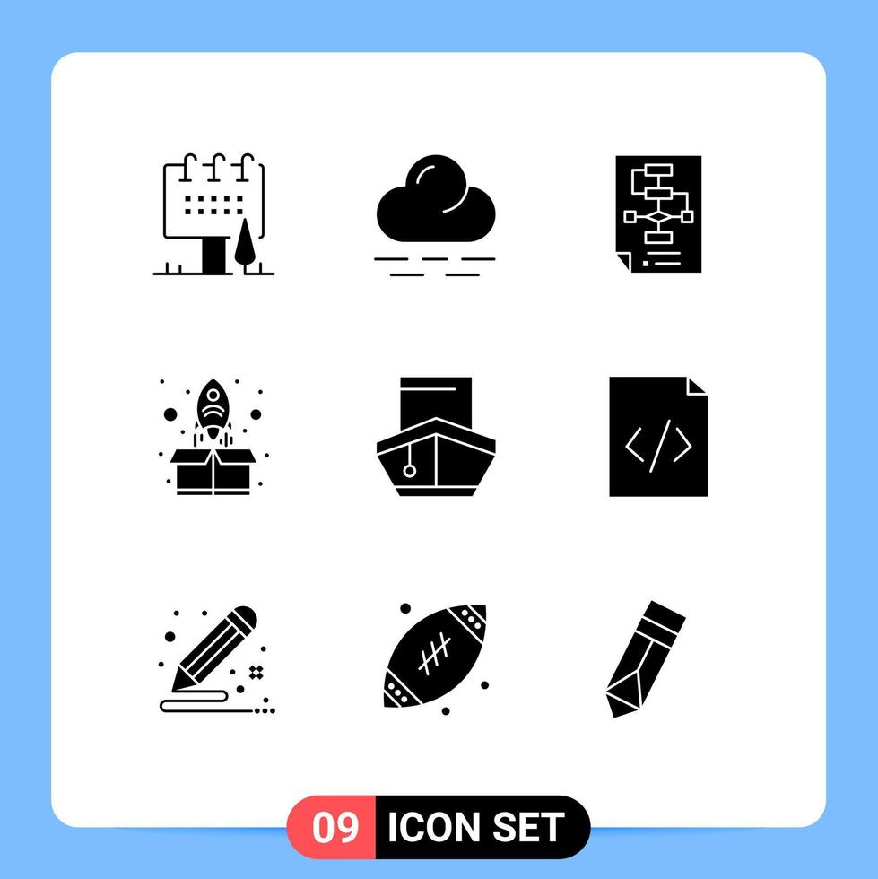 Universal Icon Symbols Group of 9 Modern Solid Glyphs of cargo up business start strategy Editable Vector Design Elements