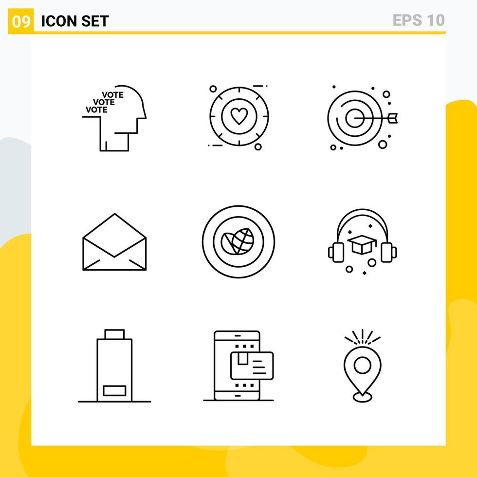 Collection of 9 Universal Line Icons Icon Set for Web and Mobile vector