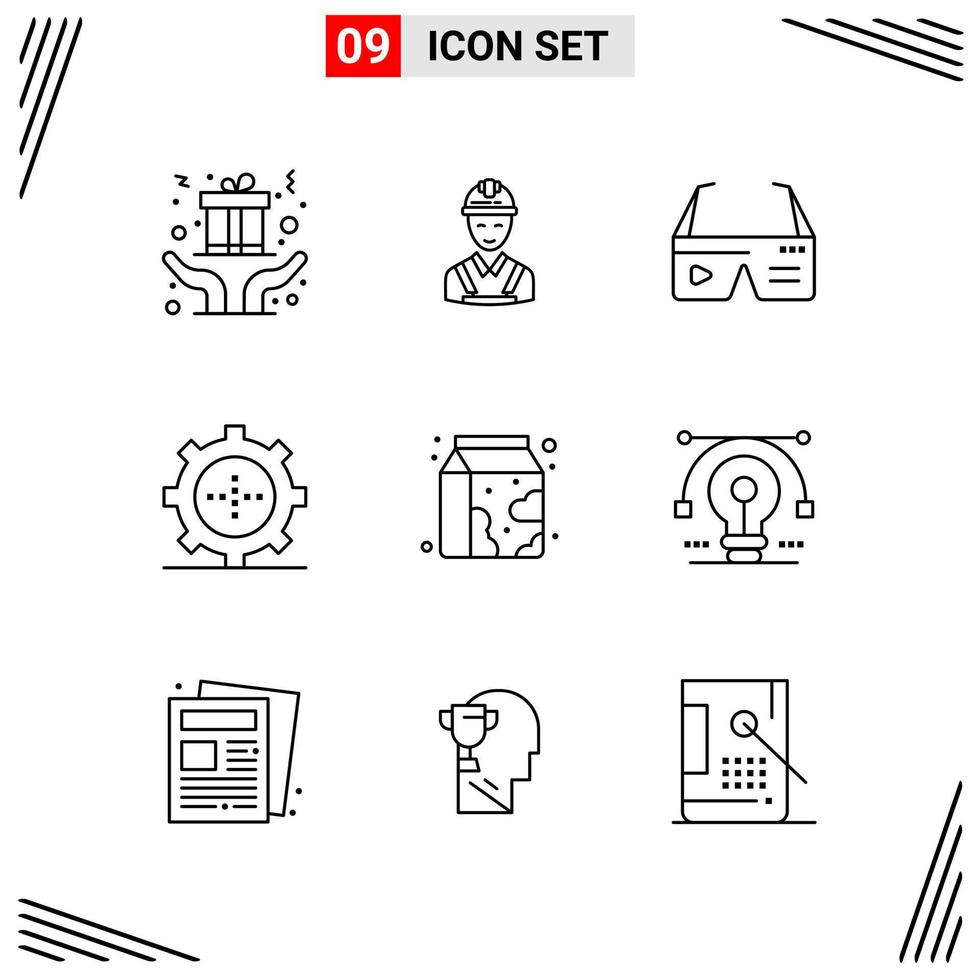 9 Icons Line Style Grid Based Creative Outline Symbols for Website Design Simple Line Icon Signs Isolated on White Background 9 Icon Set vector