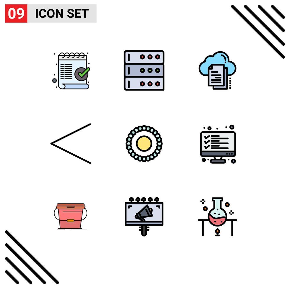 Modern Set of 9 Filledline Flat Colors Pictograph of jewelry previous data left document Editable Vector Design Elements