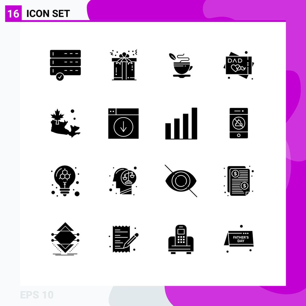 Set of 16 Modern UI Icons Symbols Signs for web canada cup map greeting card Editable Vector Design Elements