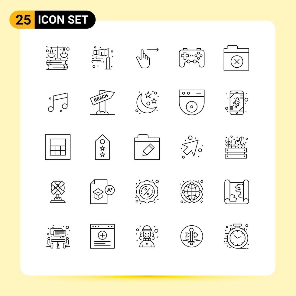 25 Universal Line Signs Symbols of joystick device storm controller slide Editable Vector Design Elements