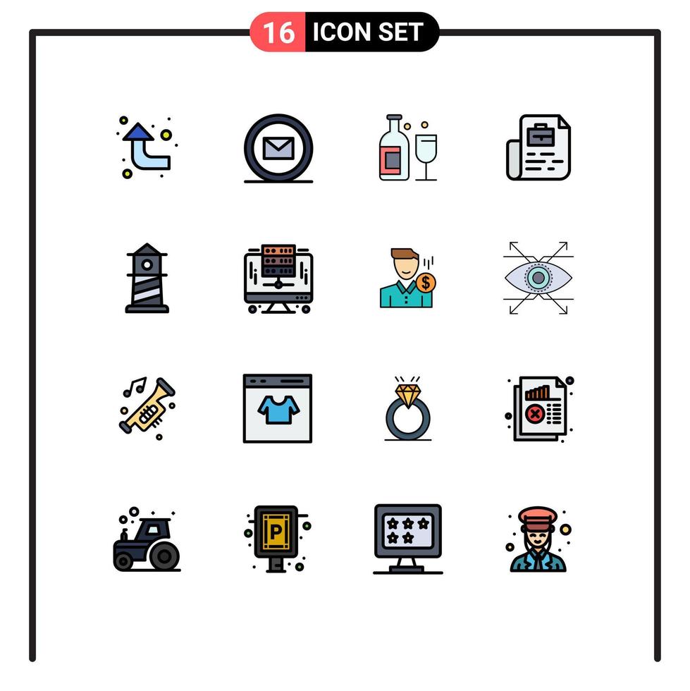 Set of 16 Modern UI Icons Symbols Signs for house beach bar bag job Editable Creative Vector Design Elements
