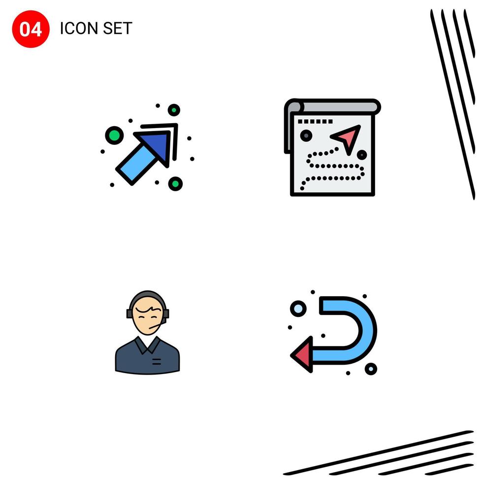 Pictogram Set of 4 Simple Filledline Flat Colors of arrow business map destination customer Editable Vector Design Elements