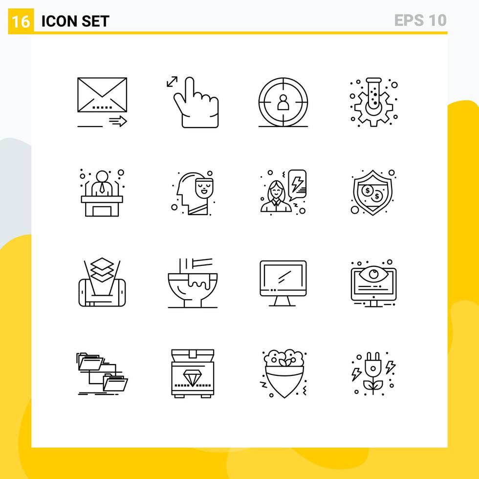 16 Creative Icons Modern Signs and Symbols of business employee employee target applicant gear Editable Vector Design Elements