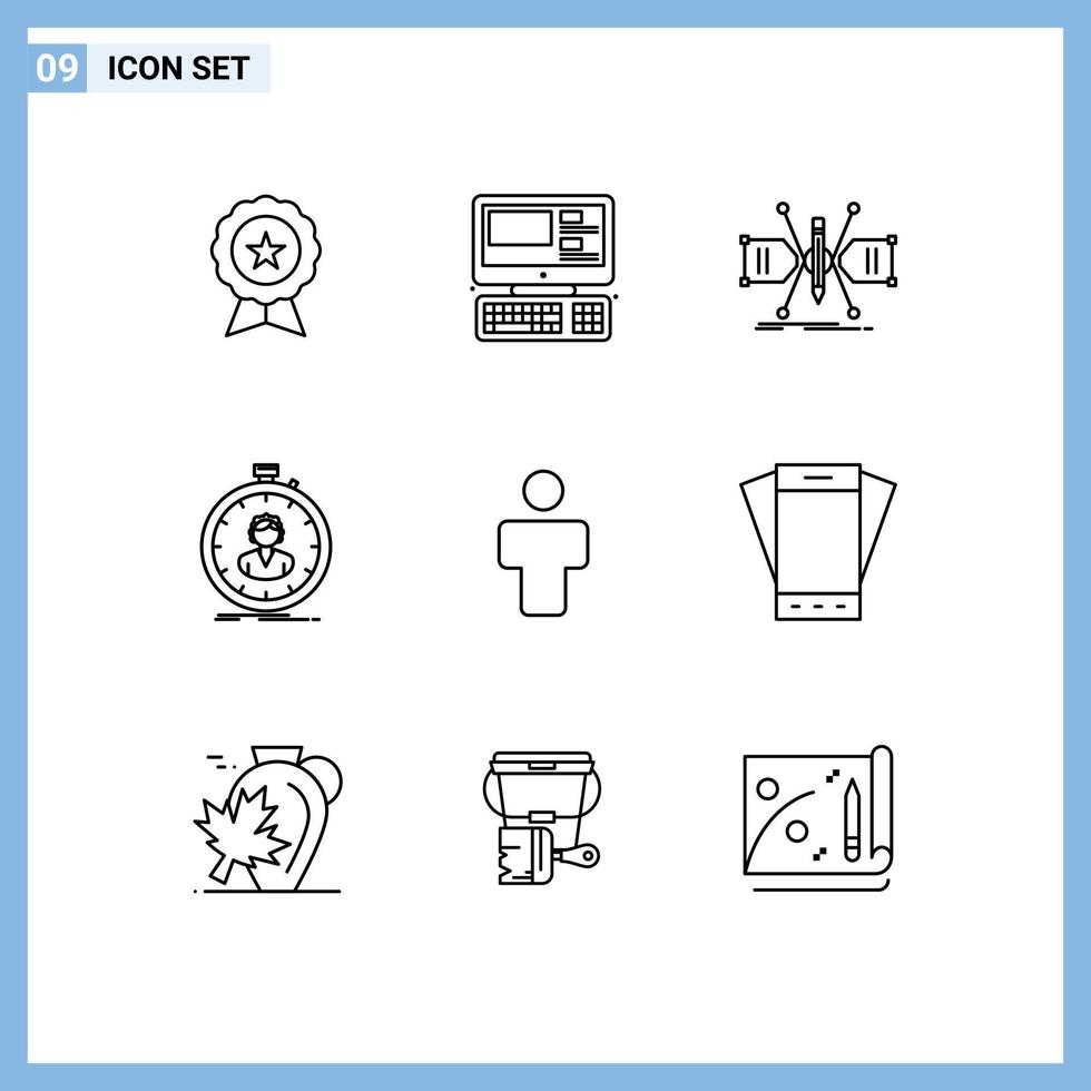 Outline Pack of 9 Universal Symbols of timer speed education fast sketch Editable Vector Design Elements
