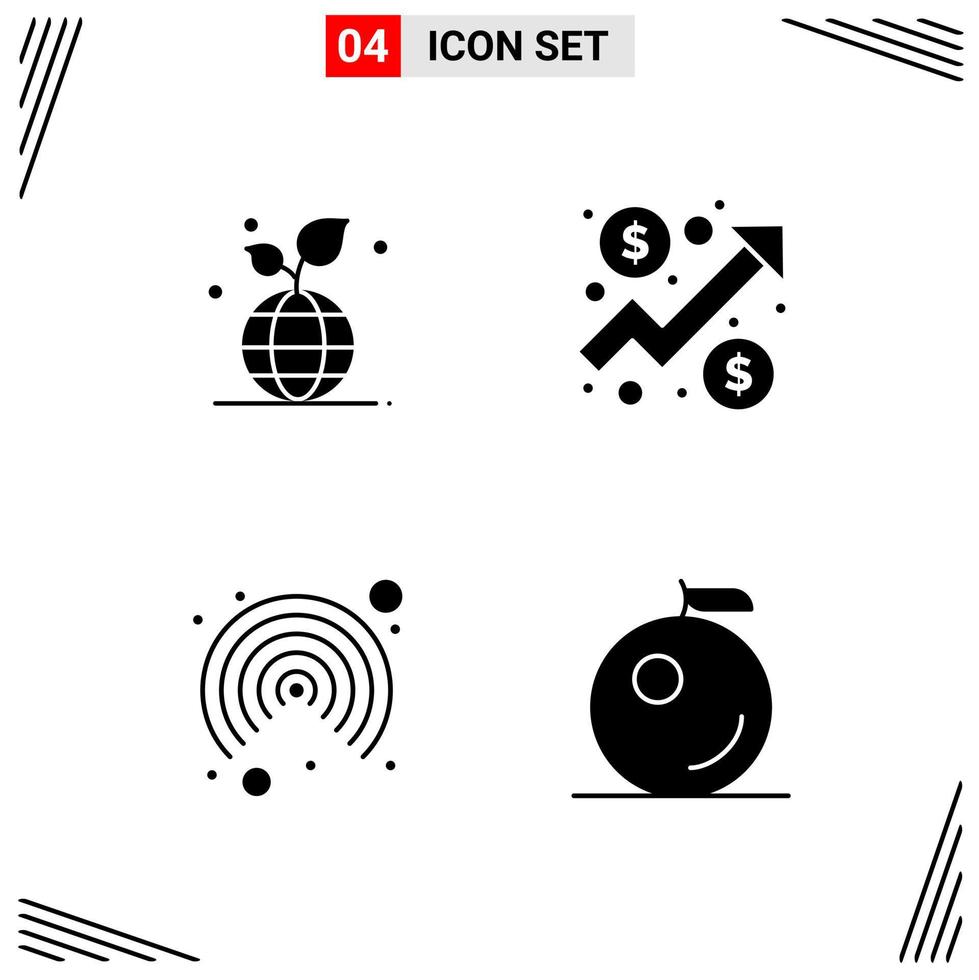 4 Icons Solid Style Grid Based Creative Glyph Symbols for Website Design Simple Solid Icon Signs Isolated on White Background 4 Icon Set vector