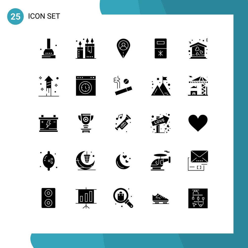 Pack of 25 creative Solid Glyphs of move house location home kitchen Editable Vector Design Elements