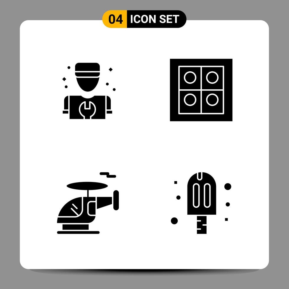 4 Black Icon Pack Glyph Symbols Signs for Responsive designs on white background 4 Icons Set vector