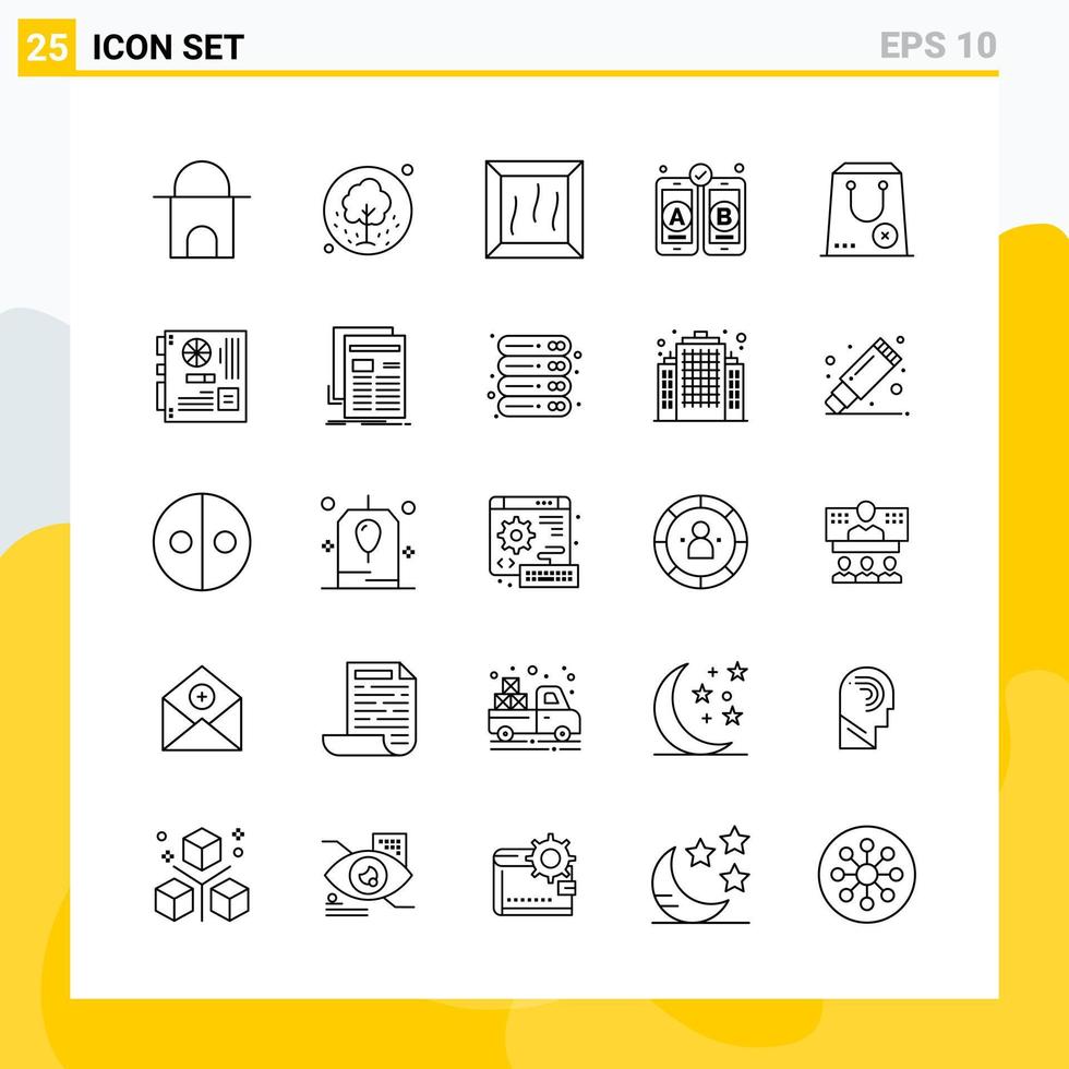 Collection of 25 Universal Line Icons Icon Set for Web and Mobile vector