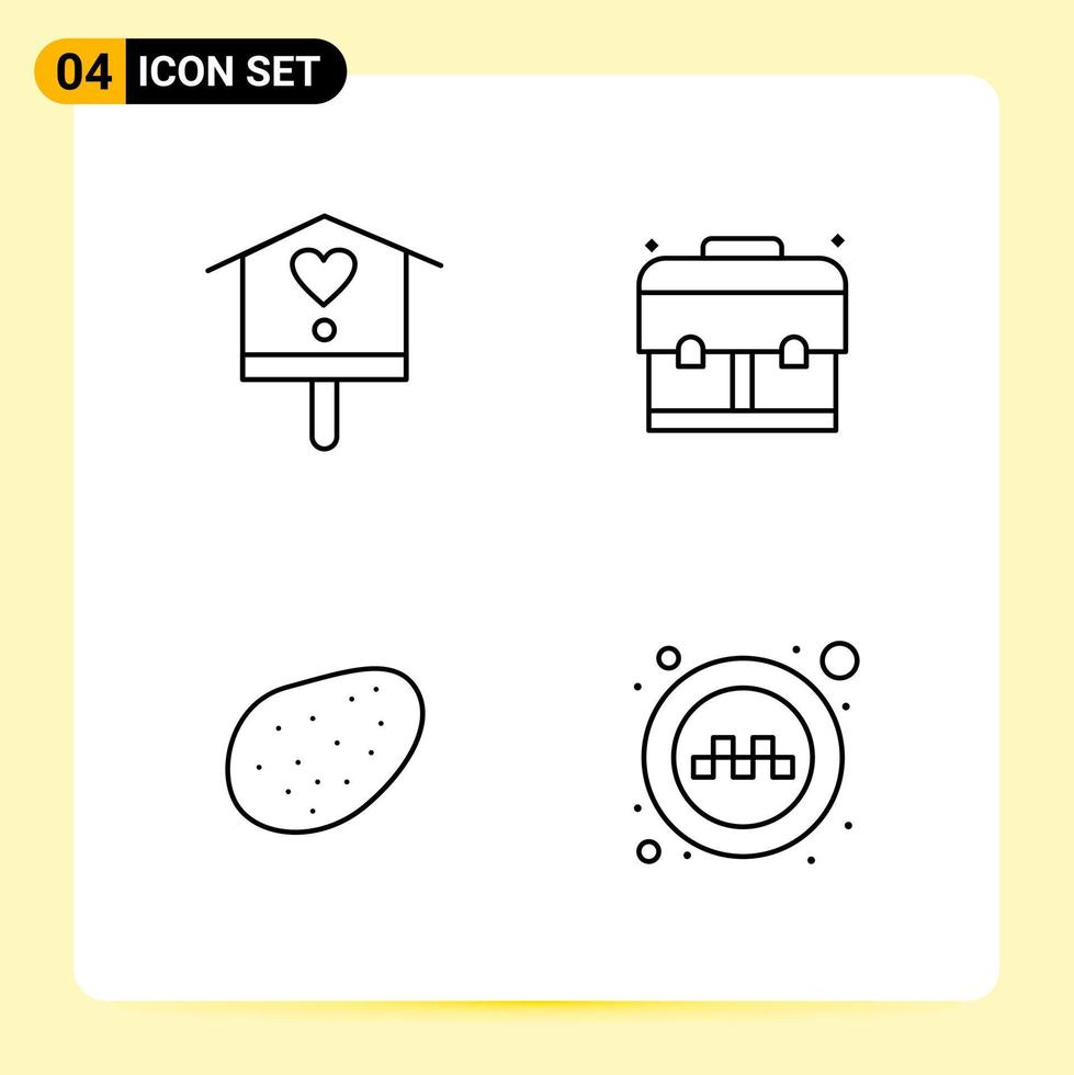 4 Creative Icons for Modern website design and responsive mobile apps 4 Outline Symbols Signs on White Background 4 Icon Pack vector