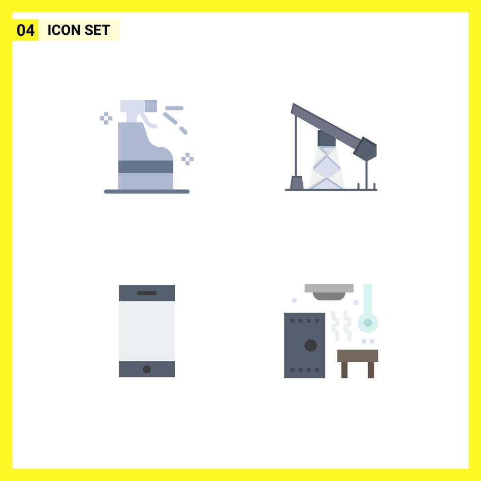 4 Flat Icon concept for Websites Mobile and Apps spray iphone product oil hot Editable Vector Design Elements