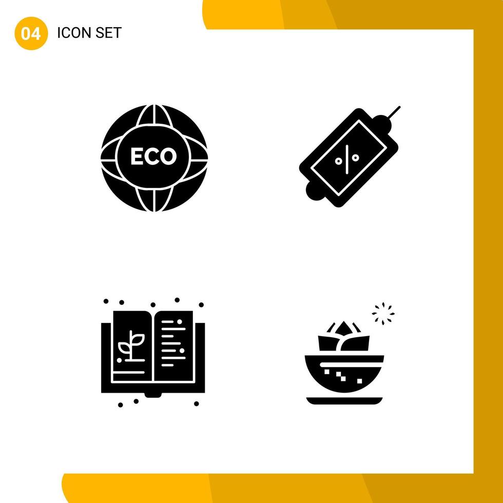 4 Icon Set Solid Style Icon Pack Glyph Symbols isolated on White Backgound for Responsive Website Designing vector
