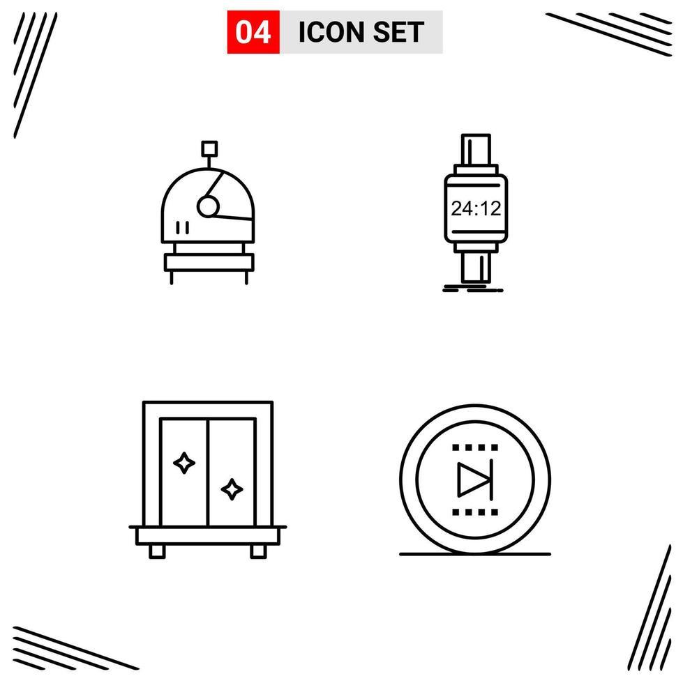 4 Icons Line Style Grid Based Creative Outline Symbols for Website Design Simple Line Icon Signs Isolated on White Background 4 Icon Set vector