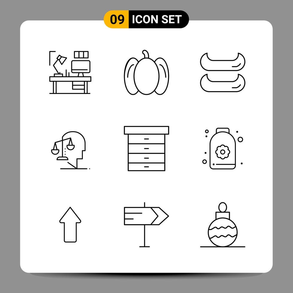 9 Black Icon Pack Outline Symbols Signs for Responsive designs on white background 9 Icons Set vector