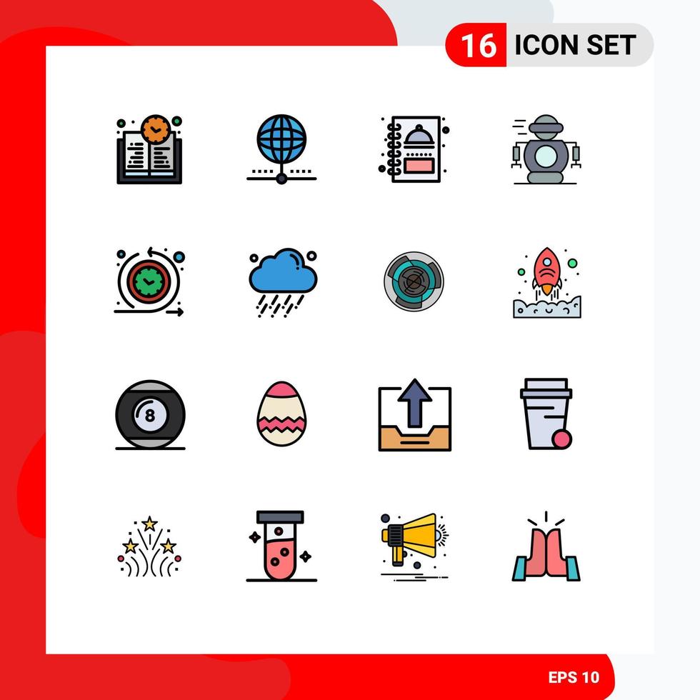 Set of 16 Modern UI Icons Symbols Signs for regular robot kitchen robotic human Editable Creative Vector Design Elements