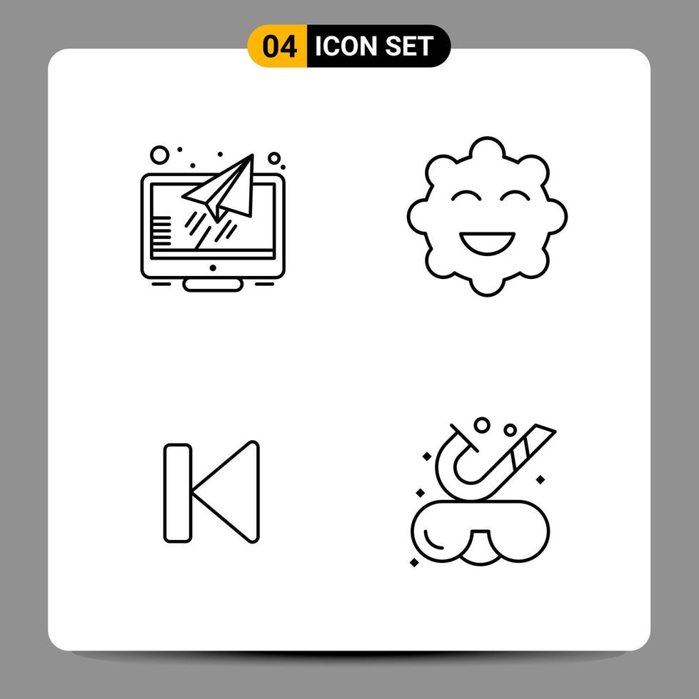 4 Black Icon Pack Outline Symbols Signs for Responsive designs on white background 4 Icons Set vector