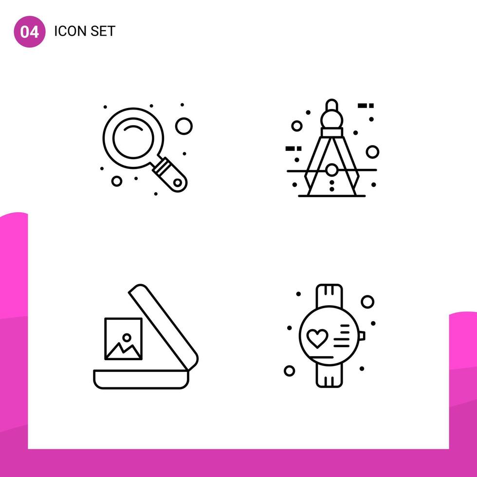 Outline Icon set Pack of 4 Line Icons isolated on White Background for responsive Website Design Print and Mobile Applications vector