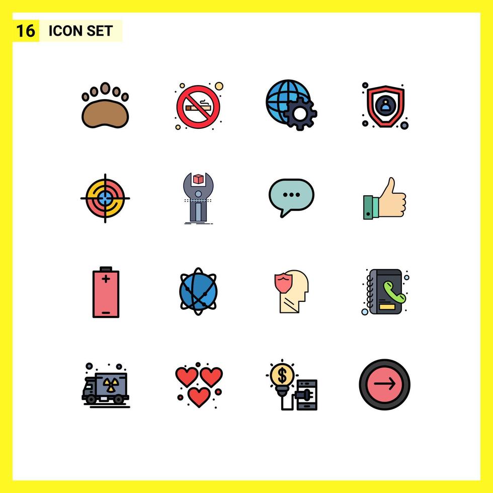 User Interface Pack of 16 Basic Flat Color Filled Lines of navigation gps control define encryption Editable Creative Vector Design Elements