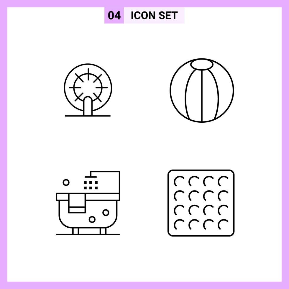 4 Icons in Line Style Outline Symbols on White Background Creative Vector Signs for Web mobile and Print