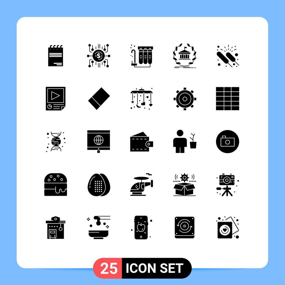 Universal Icon Symbols Group of 25 Modern Solid Glyphs of building online funding banking water Editable Vector Design Elements