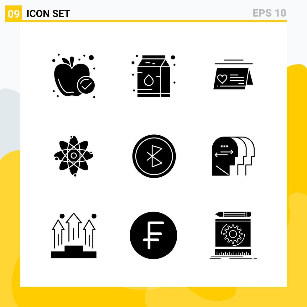 Collection of 9 Universal Solid Icons Icon Set for Web and Mobile vector