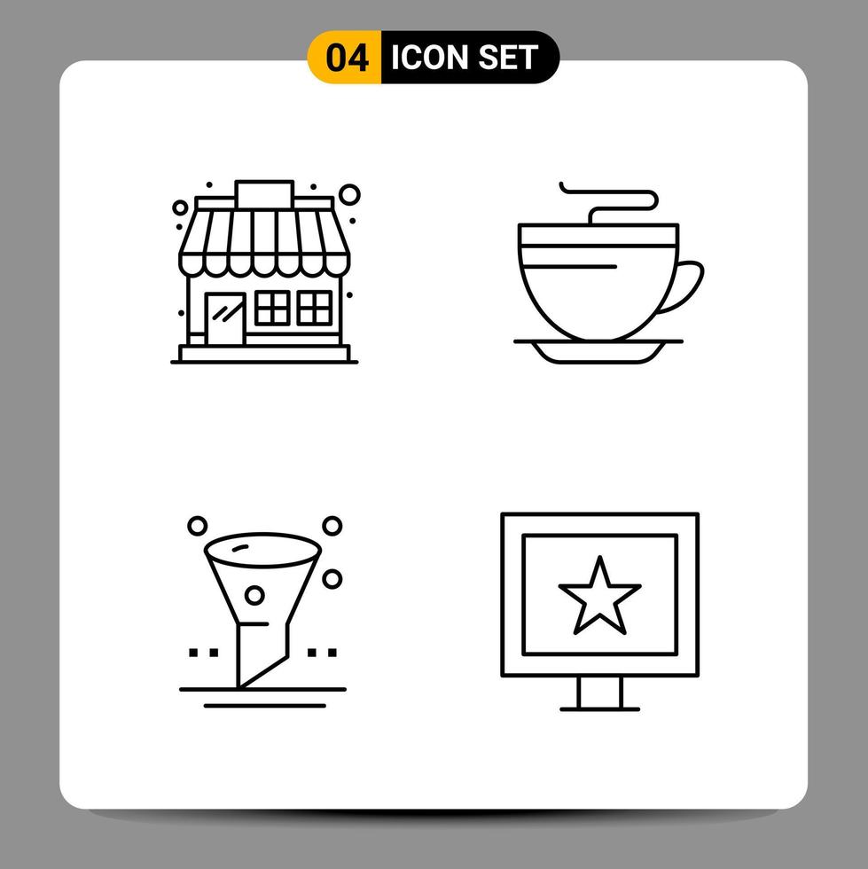 4 Black Icon Pack Outline Symbols Signs for Responsive designs on white background 4 Icons Set vector