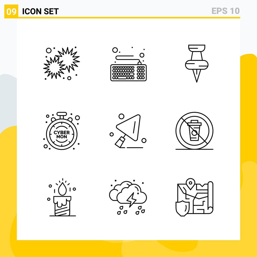 Collection of 9 Universal Line Icons Icon Set for Web and Mobile vector