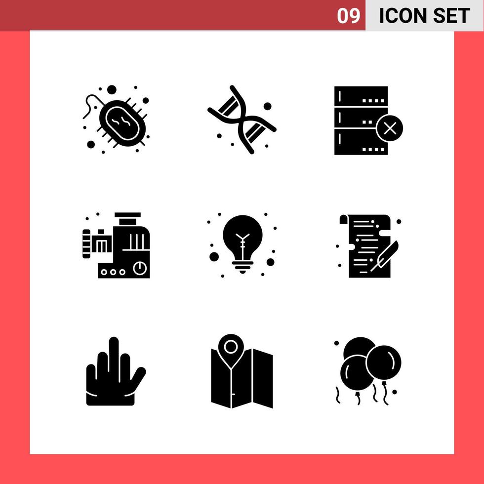 9 Icon Pack Solid Style Glyph Symbols on White Background Simple Signs for general designing vector