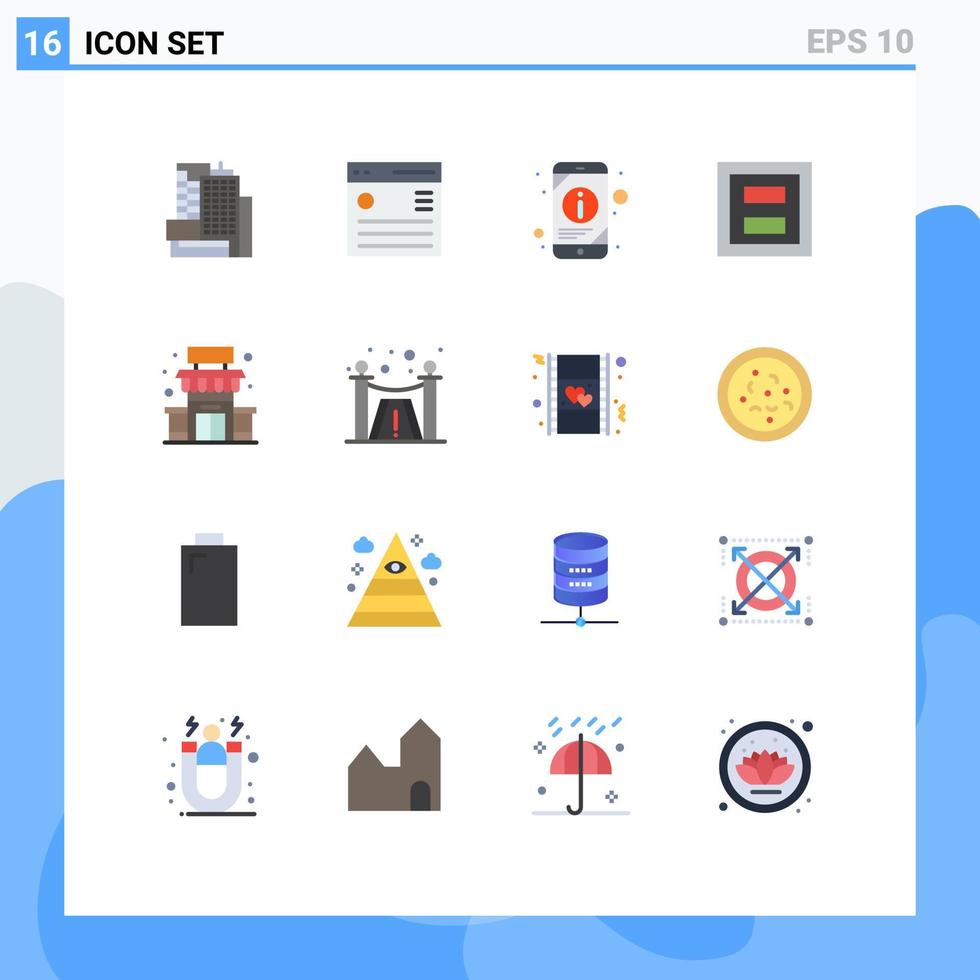 Set of 16 Modern UI Icons Symbols Signs for building section information layout display Editable Pack of Creative Vector Design Elements