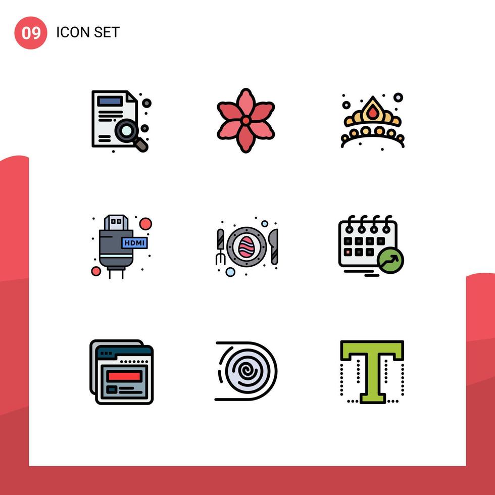 9 Universal Filledline Flat Colors Set for Web and Mobile Applications scramble fried fashion egg extension Editable Vector Design Elements
