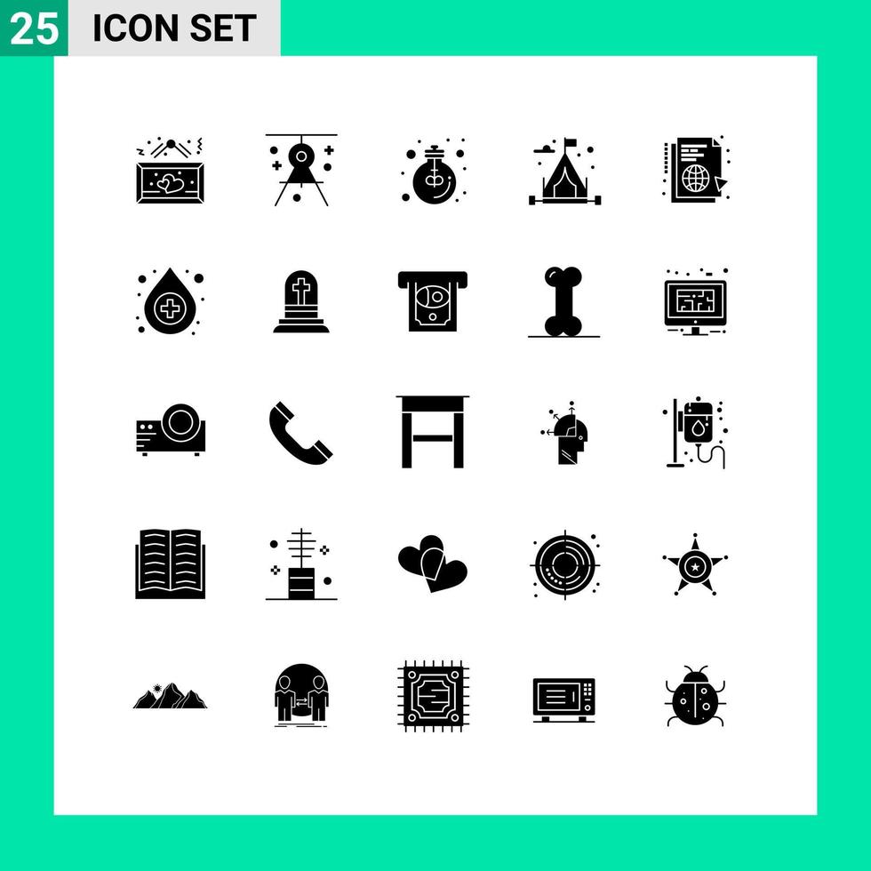 Stock Vector Icon Pack of 25 Line Signs and Symbols for hobby camping drafting office lamp Editable Vector Design Elements