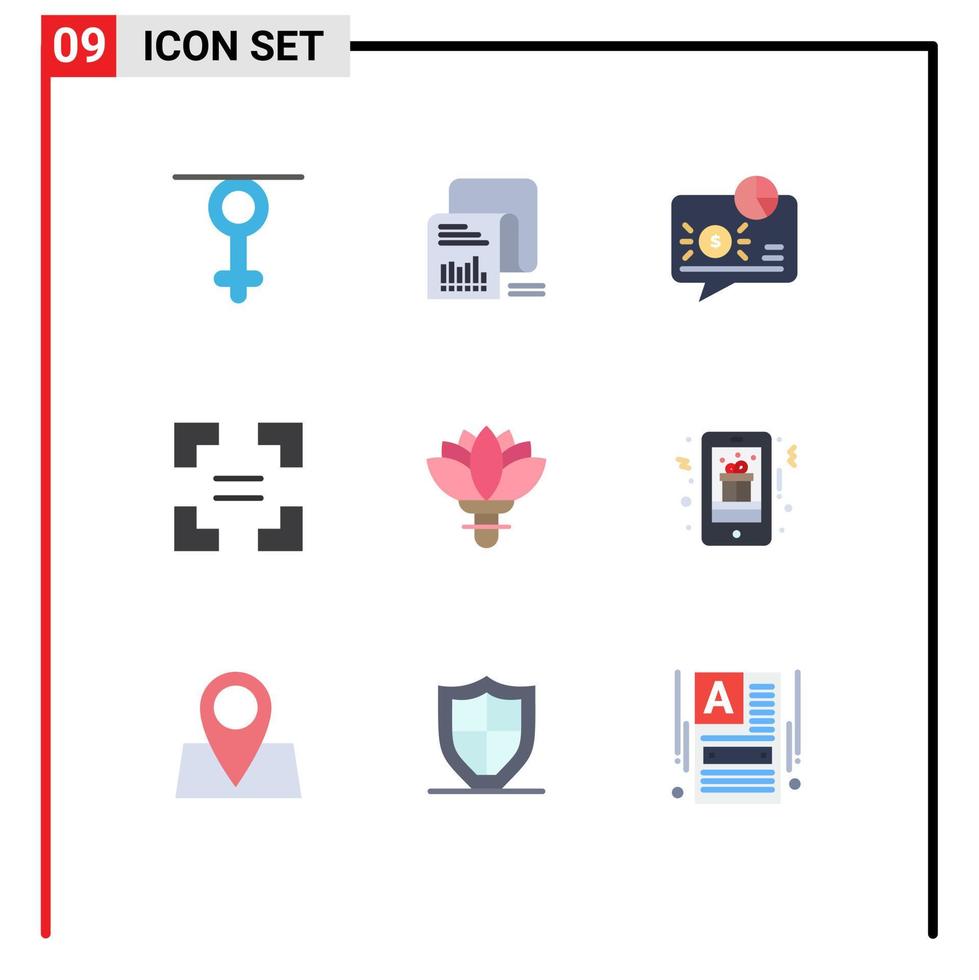 Set of 9 Modern UI Icons Symbols Signs for flower arrow questionnaire full screen message Editable Vector Design Elements