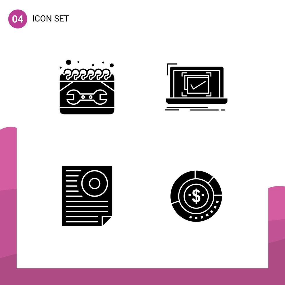 paquete de iconos vectoriales de stock de 4 signos y símbolos de línea para el calendario ok reparación documento de seguimiento elementos de diseño vectorial editables vector