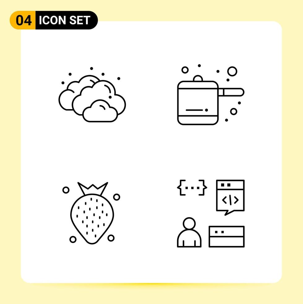 4 Creative Icons for Modern website design and responsive mobile apps 4 Outline Symbols Signs on White Background 4 Icon Pack vector